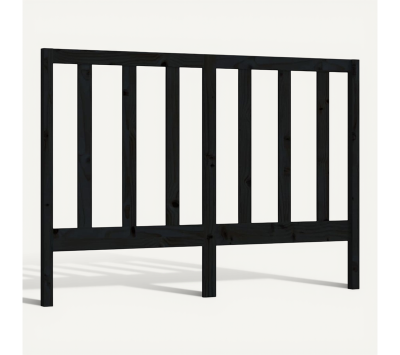 Tête De Lit Noir 126x4x100 Cm Bois Massif De Pin