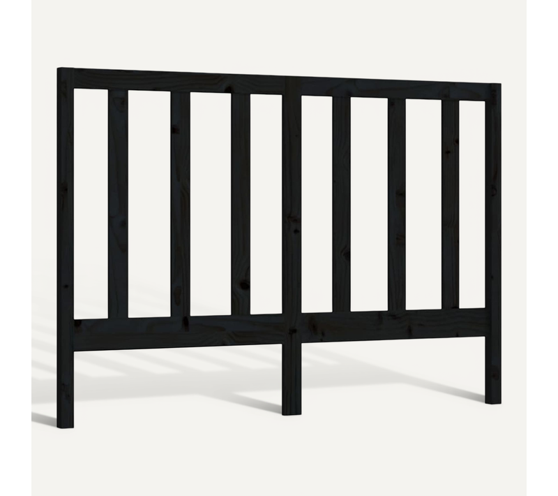Tête De Lit Noir 146x4x100 Cm Bois Massif De Pin