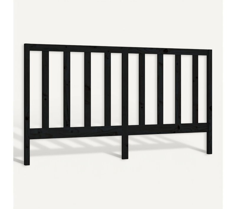 Tête De Lit Noir 186x4x100 Cm Bois Massif De Pin