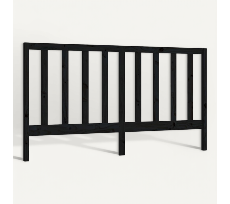 Tête De Lit Noir 206x4x100 Cm Bois Massif De Pin