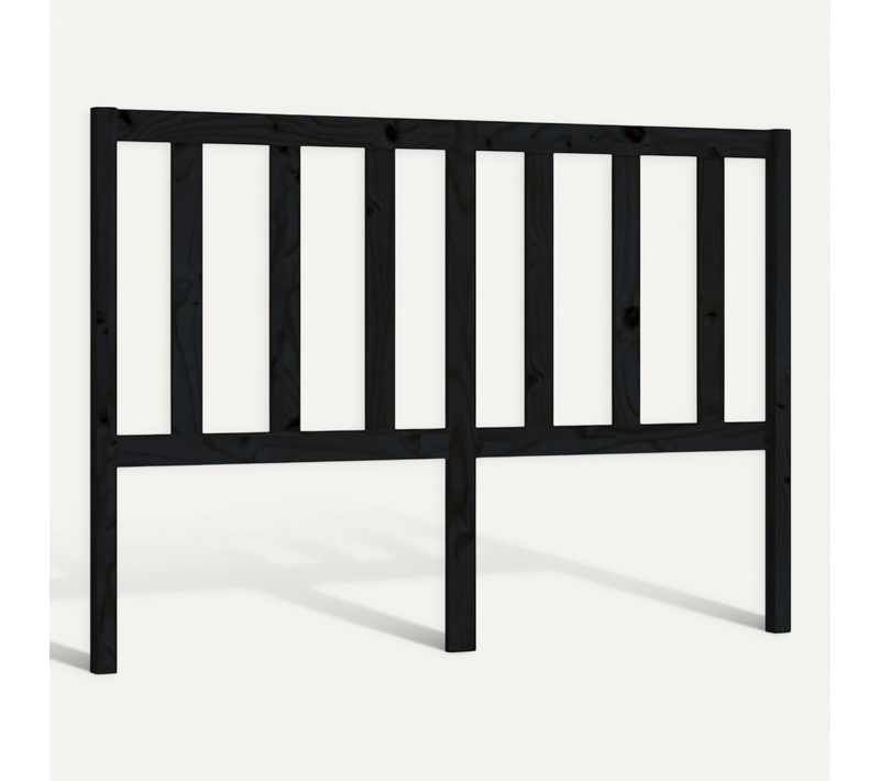 Tête De Lit Noir 126x4x100 Cm Bois Massif De Pin