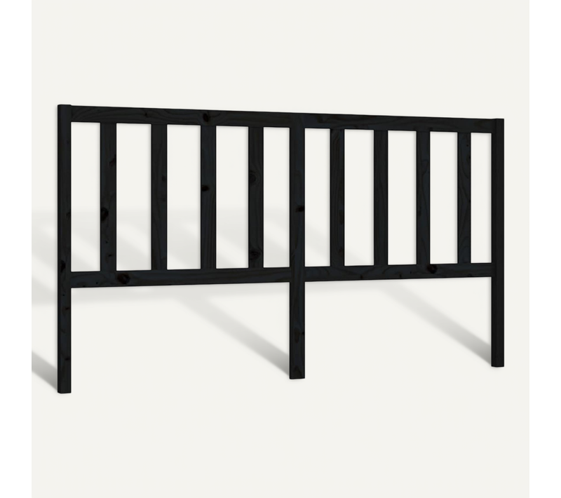 Tête De Lit Noir 206x4x100 Cm Bois Massif De Pin