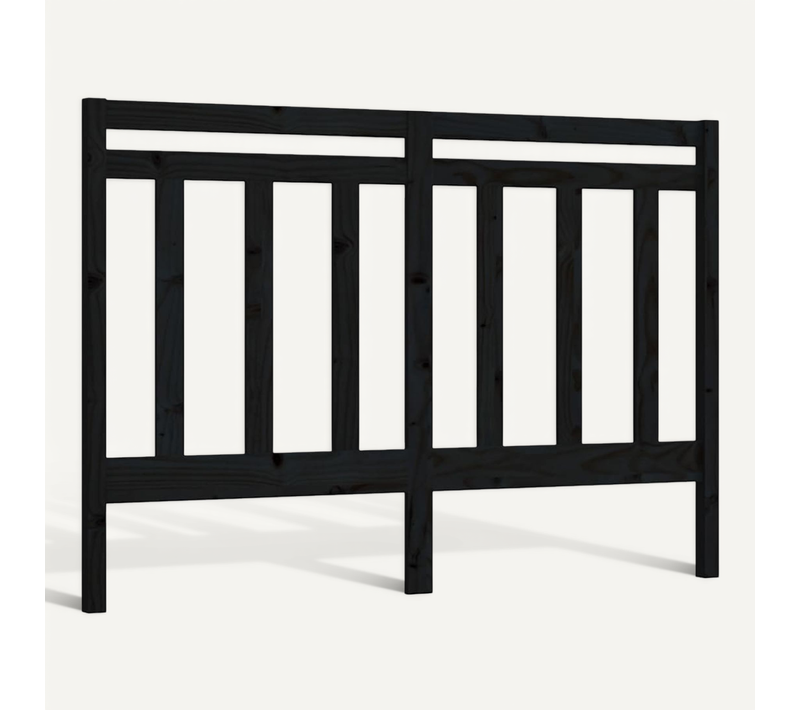 Tête De Lit Noir 126x4x100 Cm Bois Massif De Pin