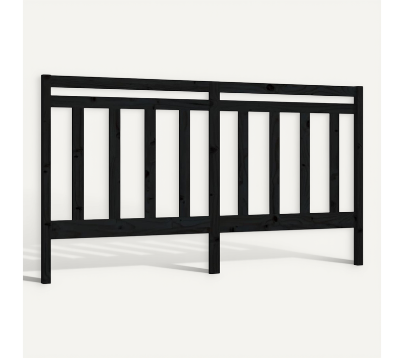 Tête De Lit Noir 186x4x100 Cm Bois Massif De Pin
