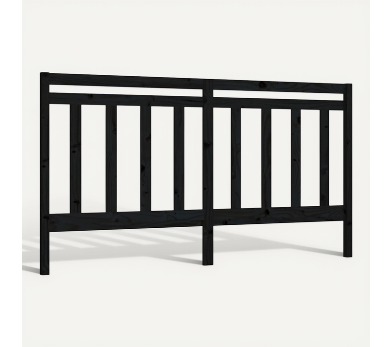 Tête De Lit Noir 206x4x100 Cm Bois Massif De Pin