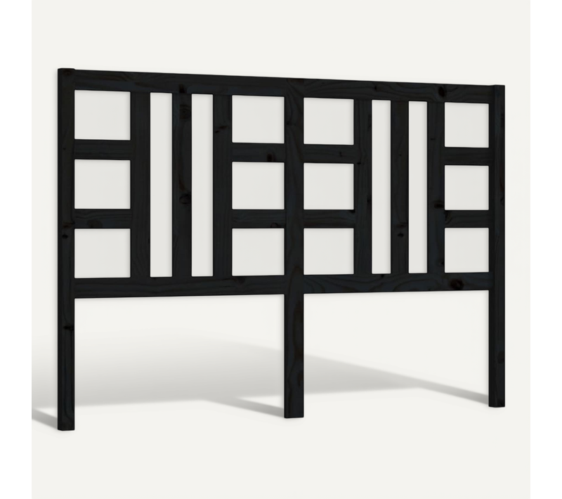 Tête De Lit Noir 146x4x100 Cm Bois Massif De Pin