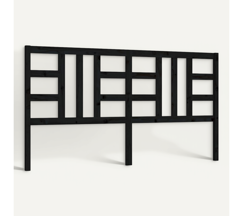 Tête De Lit Noir 206x4x100 Cm Bois Massif De Pin