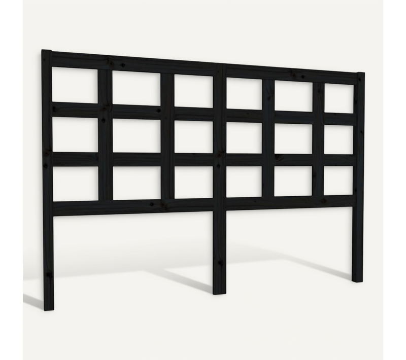 Tête De Lit Noir 145,5x4x100 Cm Bois Massif De Pin