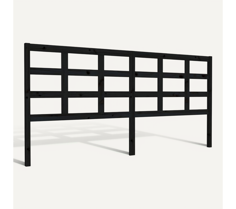Tête De Lit Noir 205,5x4x100 Cm Bois Massif De Pin