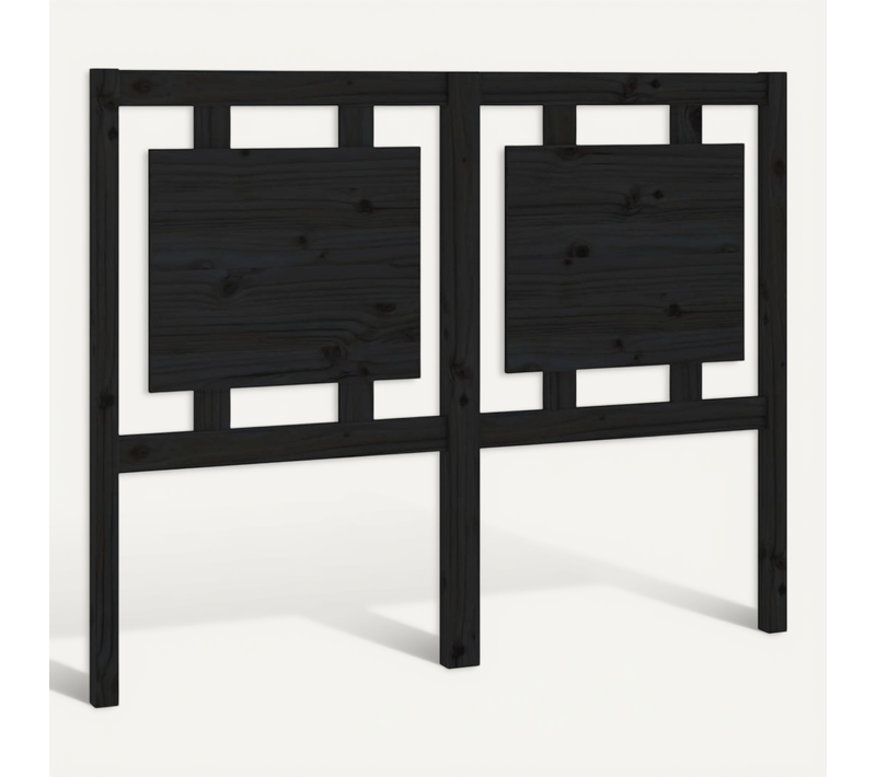 Tête De Lit Noir 125,5x4x100 Cm Bois Massif De Pin