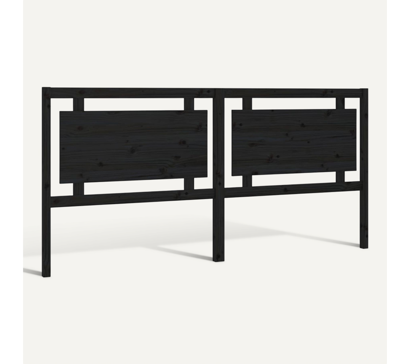 Tête De Lit Noir 205,5x4x100 Cm Bois Massif De Pin