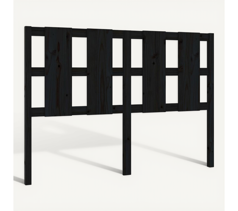 Tête De Lit Noir 125,5x4x100 Cm Bois Massif De Pin