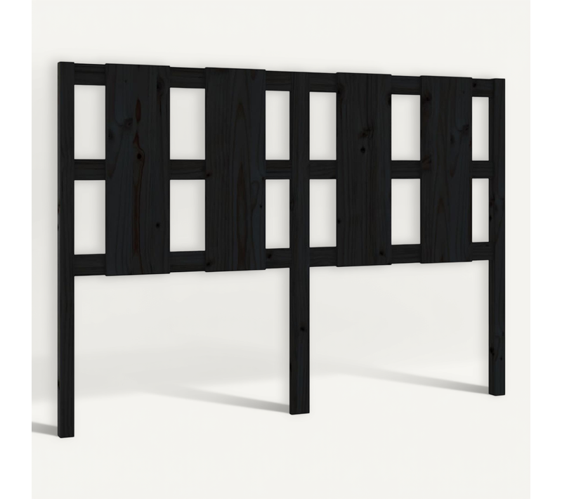 Tête De Lit Noir 145,5x4x100 Cm Bois Massif De Pin