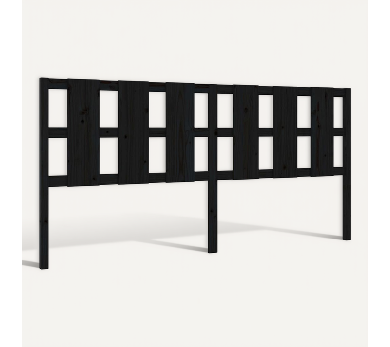 Tête De Lit Noir 205,5x4x100 Cm Bois Massif De Pin