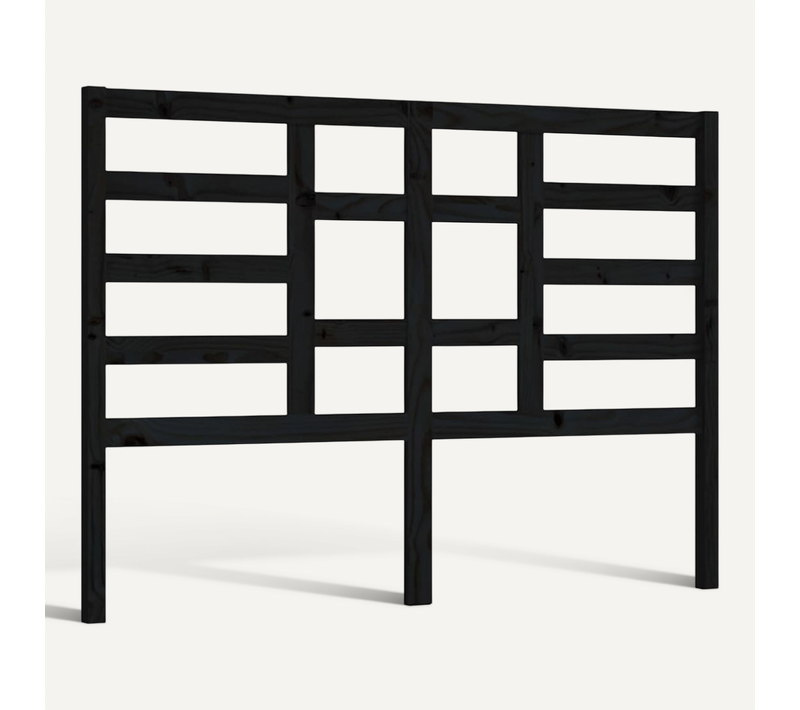 Tête De Lit Noir 126x4x104 Cm Bois Massif De Pin