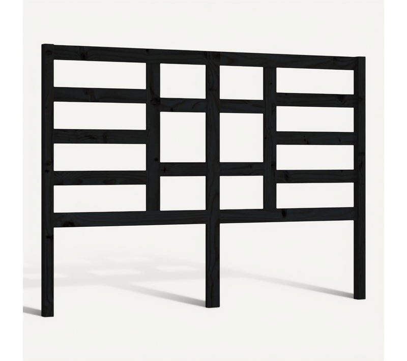 Tête De Lit Noir 146x4x104 Cm Bois Massif De Pin