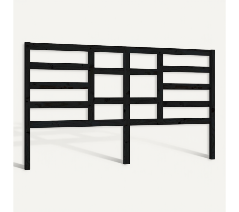 Tête De Lit Noir 206x4x104 Cm Bois Massif De Pin