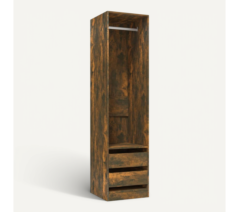 Armoire Avec Tiroirs Chêne Fumé 50x50x200 Cm Bois Contreplaqué
