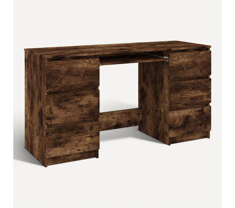 Bureau Chêne Fumé 140x50x77 Cm Bois Contreplaqué