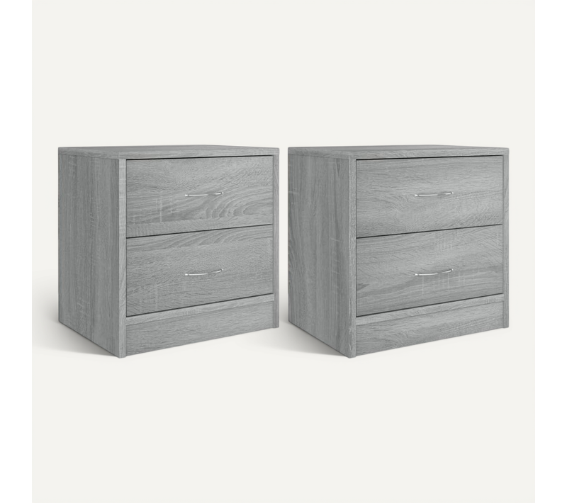 Tables De Chevet 2 Pièces Sonoma Gris 40x30x40 Cm Bois Contreplaque