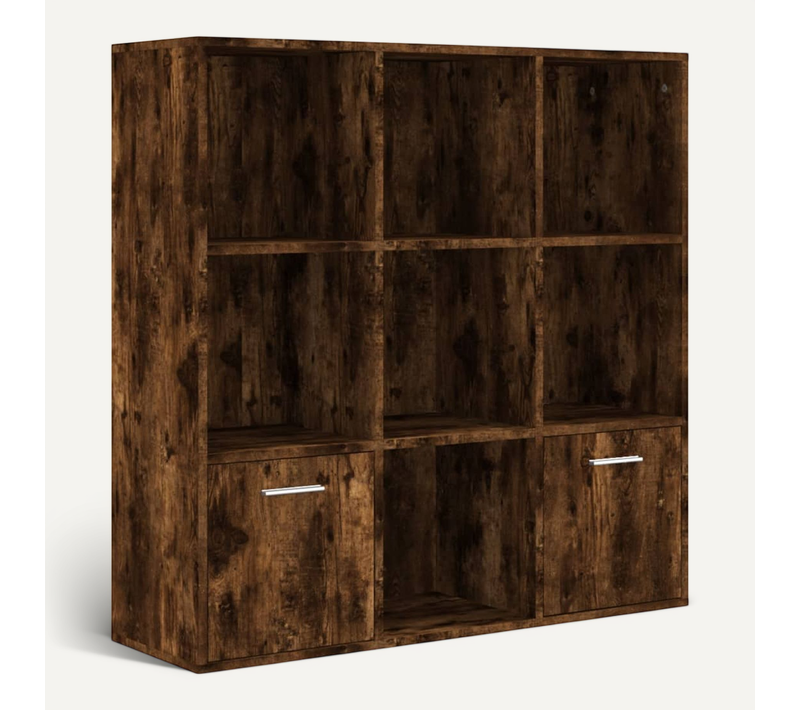 Armoire À Livres Chêne Fumé 98x30x98 Cm