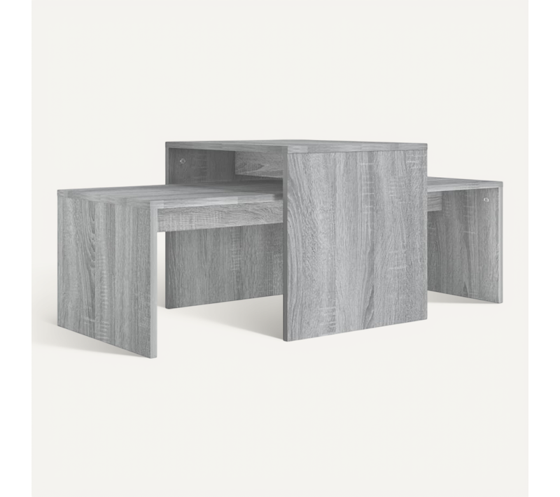 Ensemble Table Basse Sonoma Gris 100x48x40 Cm Bois Contreplaqué