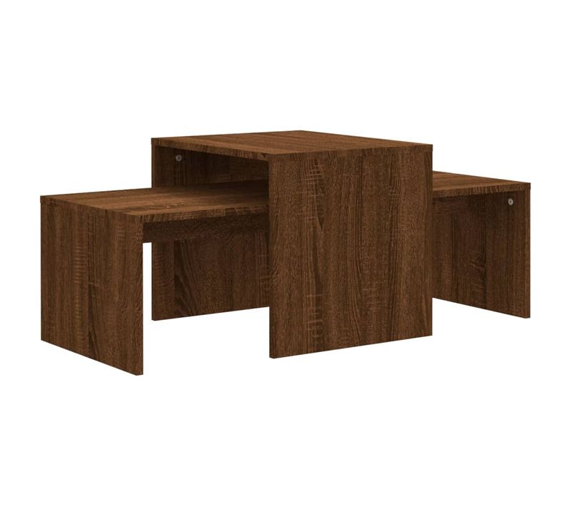 Ensemble Table Basse Chêne Marron 100x48x40cm Bois Contreplaqué