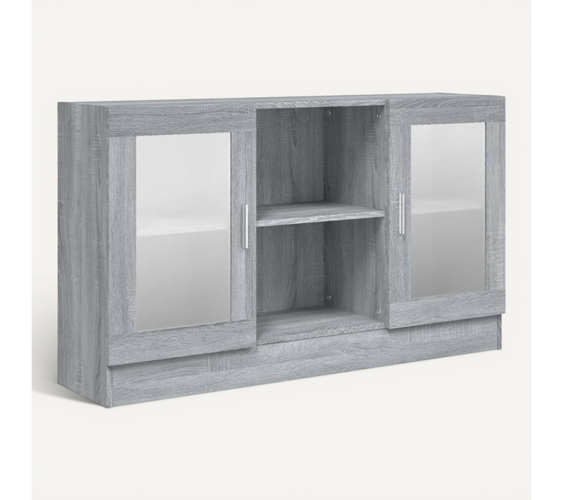 Armoire À Vitrine Sonoma Gris 120x30,5x70 Cm Bois Contreplaqué