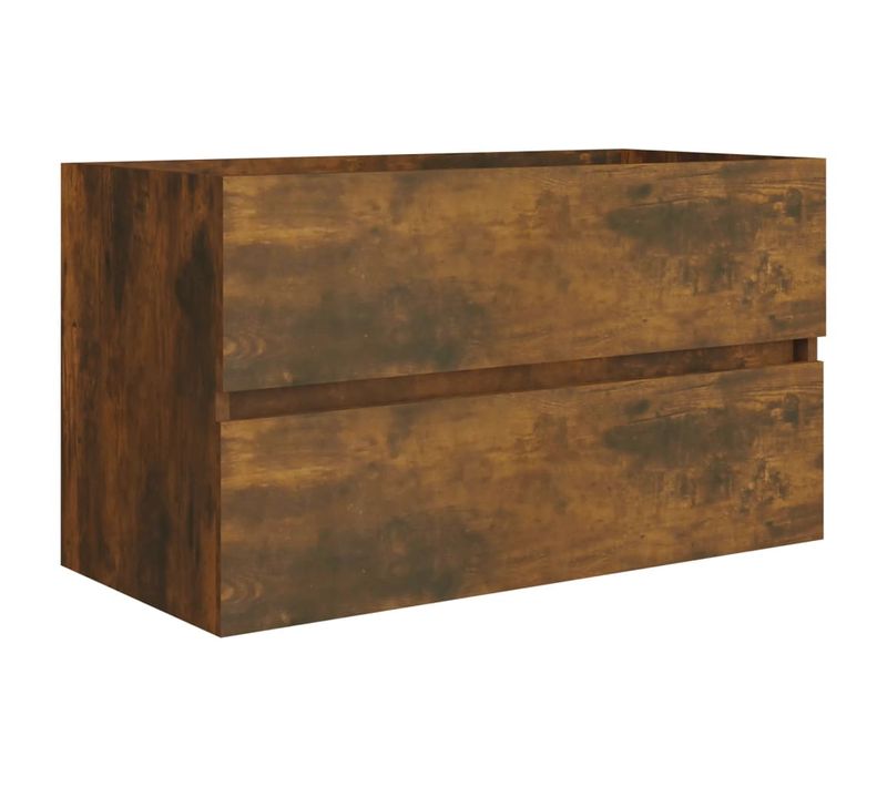 Meuble Sous-Lavabo Chêne Fumé 80x38,5x45 Cm Bois D'ingénierie