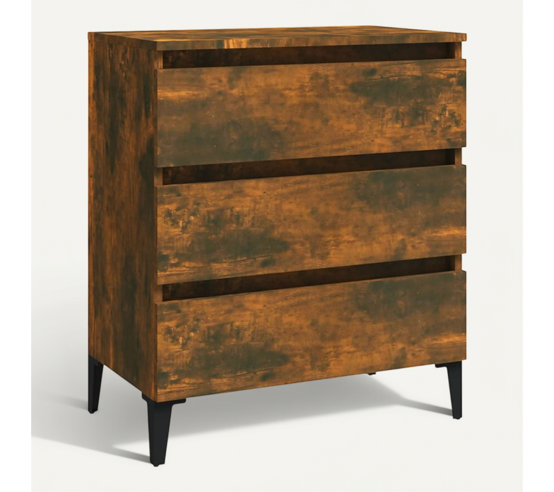 Buffet Chêne Fumé 60x35x69 Cm Bois Contreplaqué