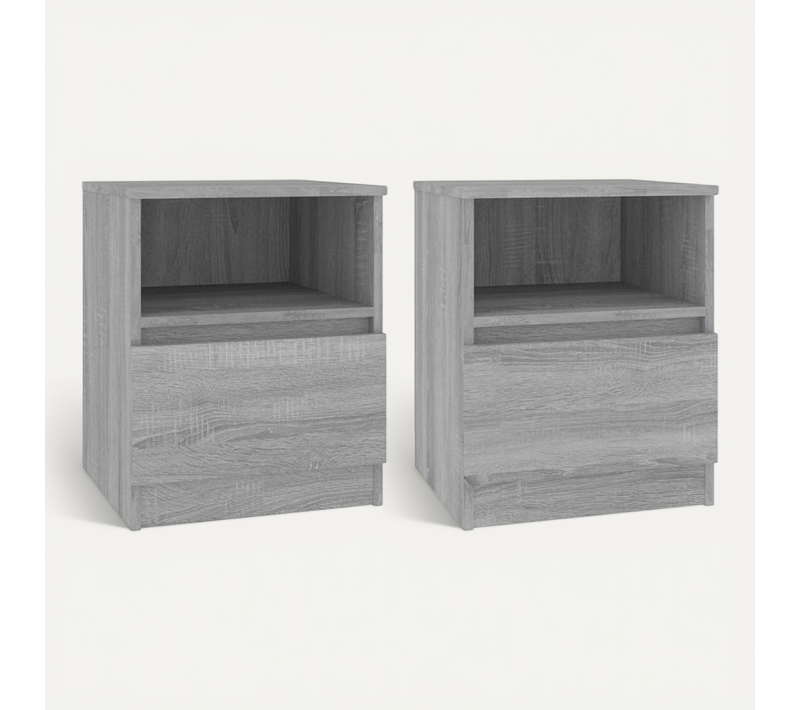Tables De Chevet 2 Pièces Sonoma Gris 40x40x50cm Bois Contreplaqué