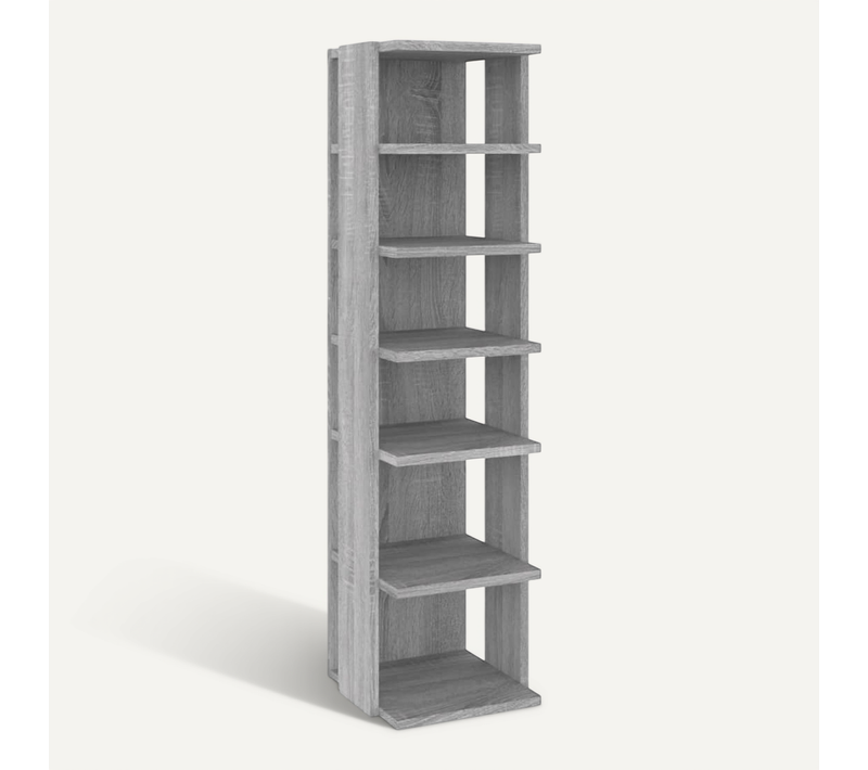 Étagère à Chaussures En Bois Contreplaqué Sonoma Gris 6 Étagères Étroites à 27,5x27x102 Cm