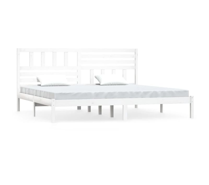 Cadre De Lit Sans Matelas Blanc Bois Massif De Pin 200x200 Cm