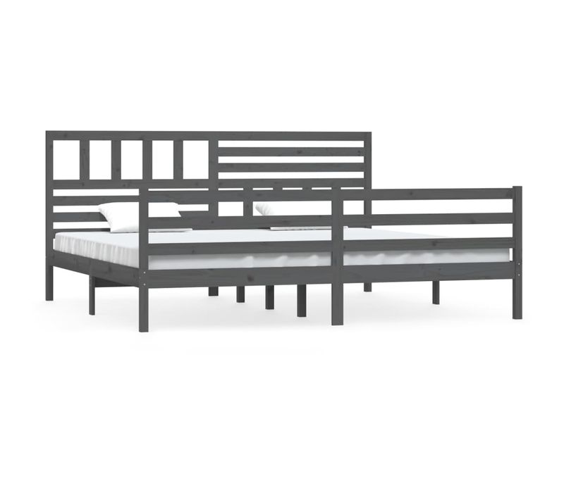 Cadre De Lit Sans Matelas Bois Massif Gris 200x200 Cm