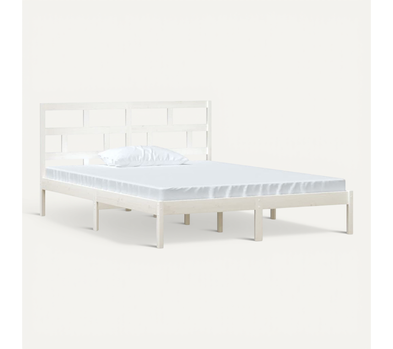 Cadre De Lit Sans Matelas Blanc Bois De Pin Massif 150x200