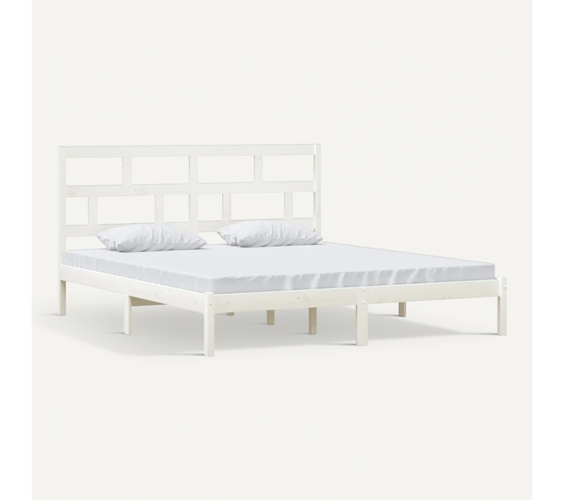 Cadre De Lit Sans Matelas Blanc Bois Massif 180x200