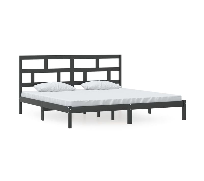 Cadre De Lit Sans Matelas Noir Bois De Pin Massif 200x200 Cm