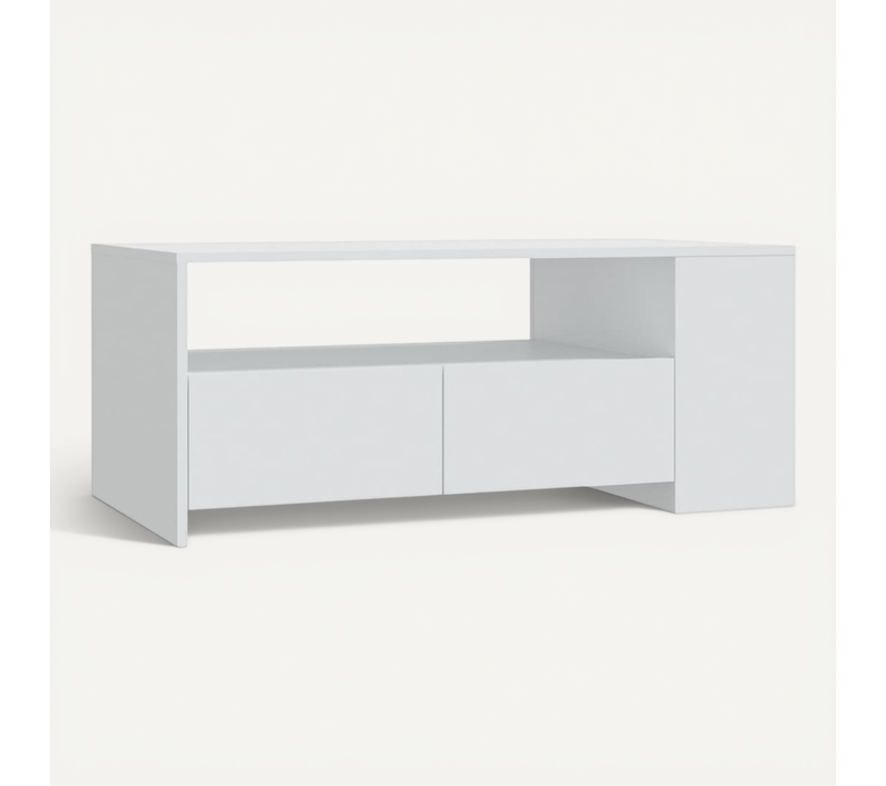 Table Basse Blanc 102x55x42 Cm Bois Contreplaqué