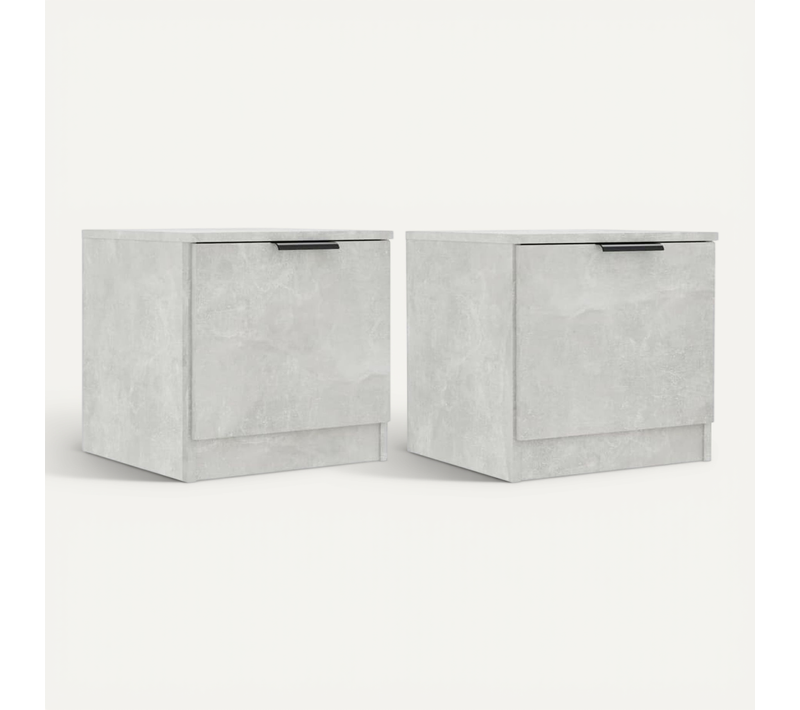 Tables De Chevet 2 Pièces Gris Béton 40x39x40 Cm