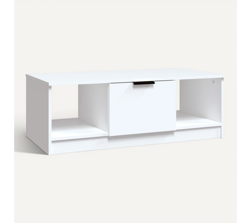Table Basse Blanc 102x50x36 Cm Bois Contreplaqué
