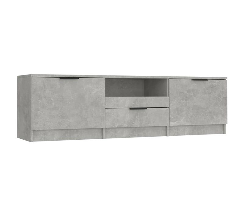 Meuble TV Bois Contreplaqué 140x35x40 Cm Gris Béton