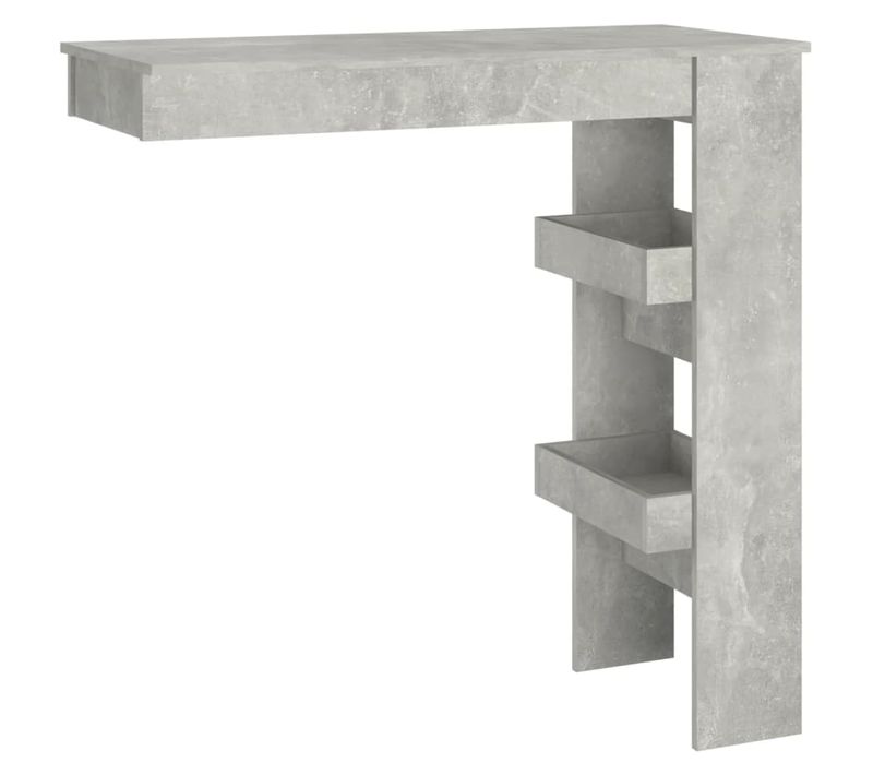 Table De Bar Murale Gris Béton 102x45x103,5cm Bois Contreplaqué