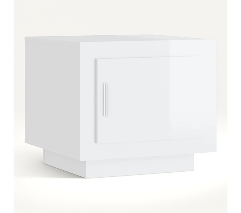Table Basse Blanc Brillant 51x50x45 Cm Bois Contreplaqué