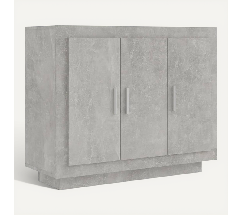 Buffet Gris Béton 92x35x75 Cm Bois Contreplaqué