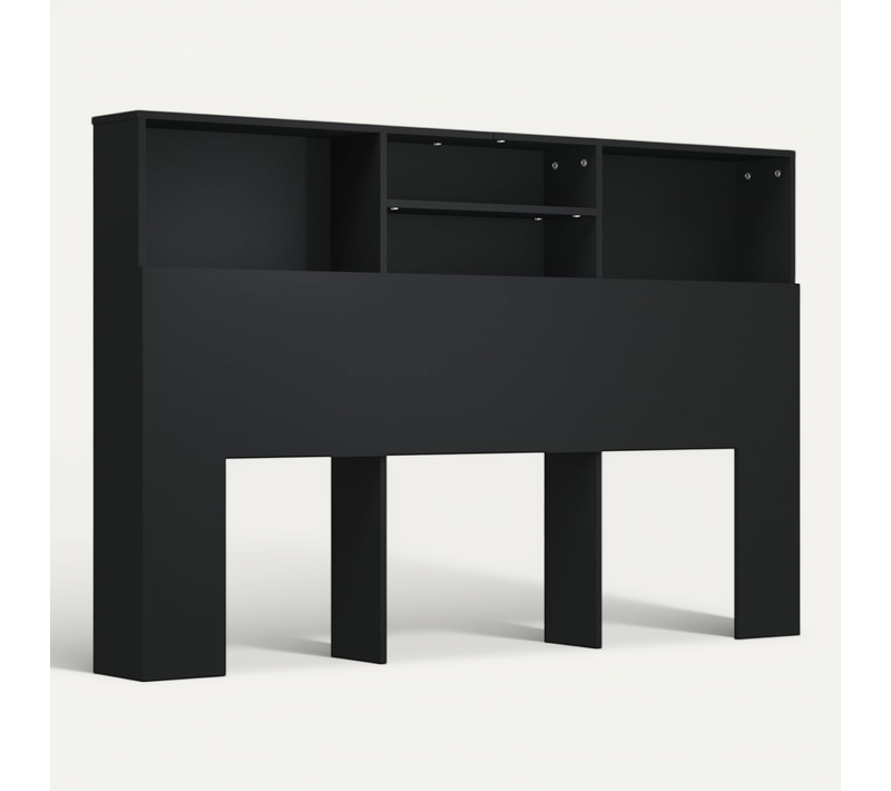Armoire De Tête De Lit Lot 1 Bois Contreplaqué Noir 160x19x103,5 Cm Compact