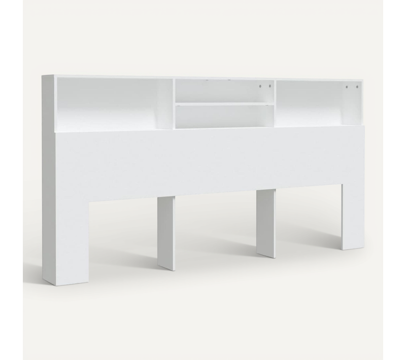 Table De Chevet Murale 200x19x103,5 Cm Blanc Avec étagères Intégrées Design Moderne
