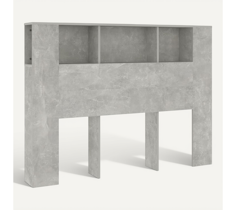 Table De Chevet 140x18,5x104,5 Cm Gris Béton Avec 3 Tiroirs Design Moderne Pour Chambre