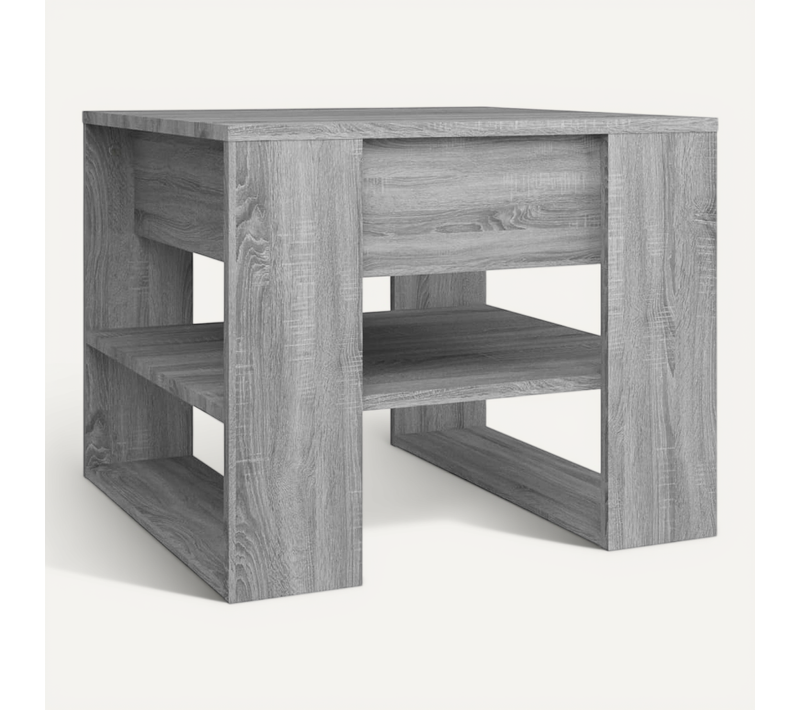 Table Basse Gris Sonoma 55,5x55x45 Cm Bois Contreplaqué étagère De Rangement Design Moderne