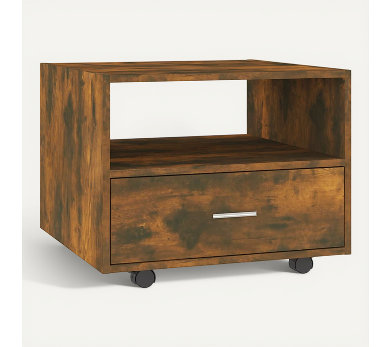 Table Basse Chêne Fumé 55x55x40 Cm Bois Contreplaqué