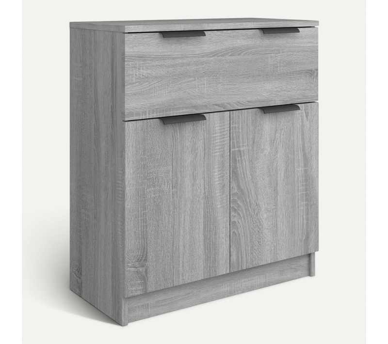 Buffet Gris Sonoma 60 X 30 X 70 Cm Bois Contreplaqué 1 Tiroir 2 Portes Armoire De Rangement